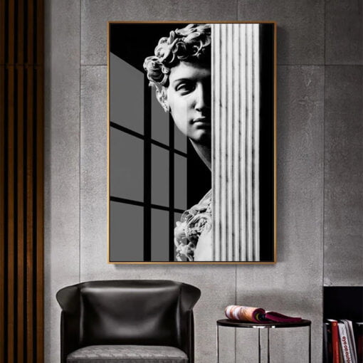 Black & White Statue Of David Sculpture Wall Art Renaissance Picture For Home Office Decor