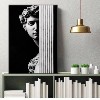 Black & White Statue Of David Sculpture Wall Art Renaissance Picture For Home Office Decor