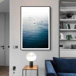 Blue Nordic Coastline Seascape Surf Wall Art Pictures Of Calm For Living Room Home Office