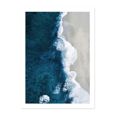 Blue Nordic Coastline Seascape Surf Wall Art Pictures Of Calm For Living Room Home Office