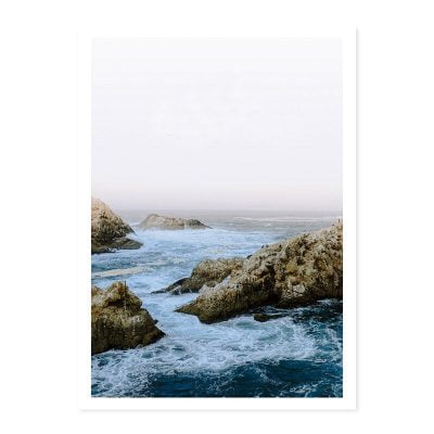 Blue Nordic Coastline Seascape Surf Wall Art Pictures Of Calm For Living Room Home Office