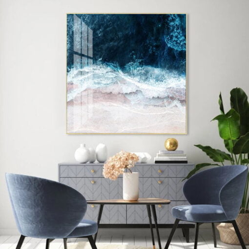 Blue Ocean Beach Waves Wall Art Seascape Pictures Of Calm For Living Room Home Decor