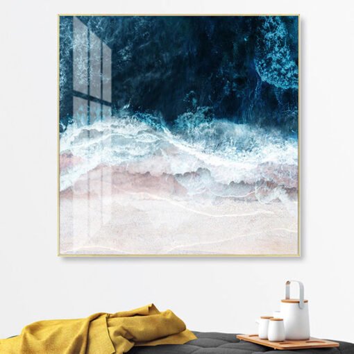 Blue Ocean Beach Waves Wall Art Seascape Pictures Of Calm For Living Room Home Decor