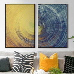 Blue Yellow Circle Abstract Urban Wall Art Modern Pictures For Loft Apartment Living Room