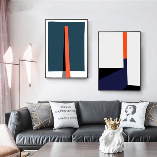 Bold Abstract Minimalist Color Block Wall Art Pictures For Modern Apartment Wall Decor
