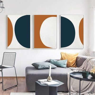 Bold Geometric Curves Scandinavian Abstract Wall Art Pictures For Modern Loft Apartment