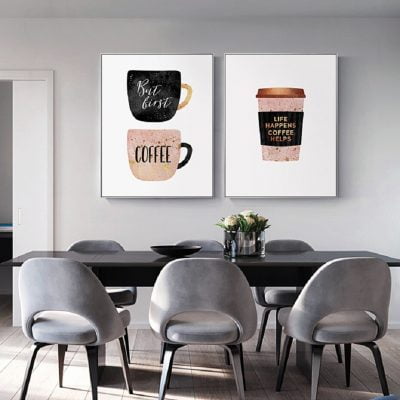 Coffee Helps Cafe Wall Art Fine Art Canvas Prints Modern Pictures For Kitchen Dining Room