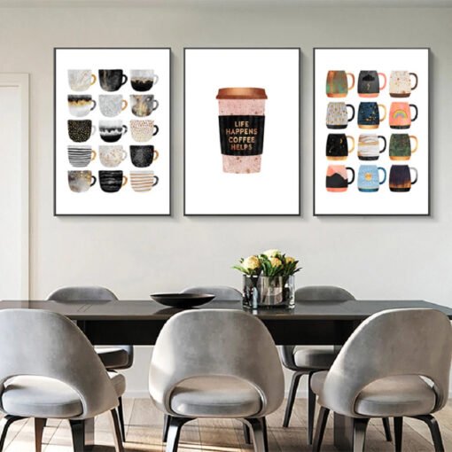 Coffee Helps Cafe Wall Art Fine Art Canvas Prints Modern Pictures For Kitchen Dining Room
