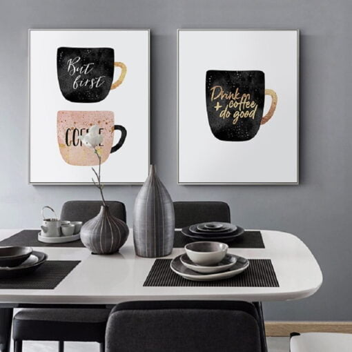 Coffee Helps Cafe Wall Art Fine Art Canvas Prints Modern Pictures For Kitchen Dining Room