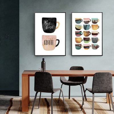 Coffee Helps Cafe Wall Art Fine Art Canvas Prints Modern Pictures For Kitchen Dining Room