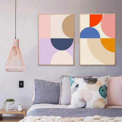 Colorful Circles Abstract Geometric Wall Art For Modern Apartment Living Room Art Decor
