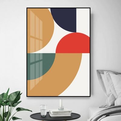 Colorful Circles Abstract Geometric Wall Art For Modern Apartment Living Room Art Decor