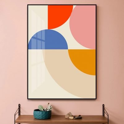 Colorful Circles Abstract Geometric Wall Art For Modern Apartment Living Room Art Decor