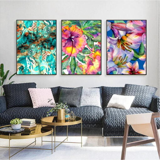 Colorful Floral Abstract Wall Art Botanical Pictures For Living Room Bedroom Art Decor