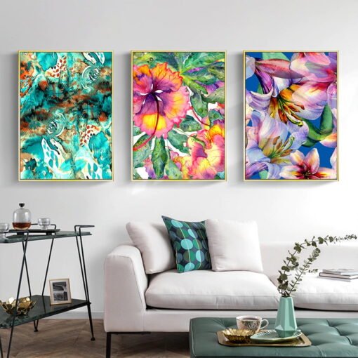 Colorful Floral Abstract Wall Art Botanical Pictures For Living Room Bedroom Art Decor