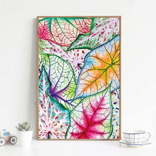 Colorful Leaves Modern Abstract Nature Wall Art Pictures For Bedroom Study Home Office