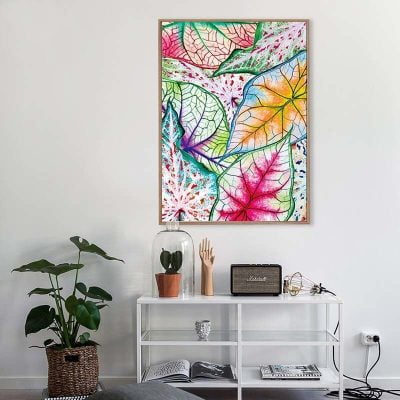 Colorful Leaves Modern Abstract Nature Wall Art Pictures For Bedroom Study Home Office