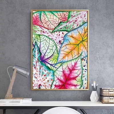 Colorful Leaves Modern Abstract Nature Wall Art Pictures For Bedroom Study Home Office