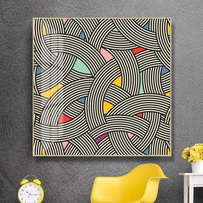 Colorful Square Format Crossover Patterns Wall Art Fine Art Canvas Print For Living Room