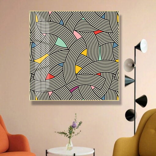 Colorful Square Format Crossover Patterns Wall Art Fine Art Canvas Print For Living Room