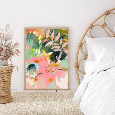 Colorful Tropical Flora Wall Decor Modern Botanical Abstract Pictures For Living Room Decor