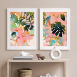 Colorful Tropical Flora Wall Decor Modern Botanical Abstract Pictures For Living Room Decor