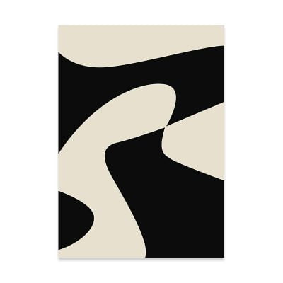 Contemporary Retro Abstract Minimalist Black Beige Wall Decor Pictures For Modern Interiors