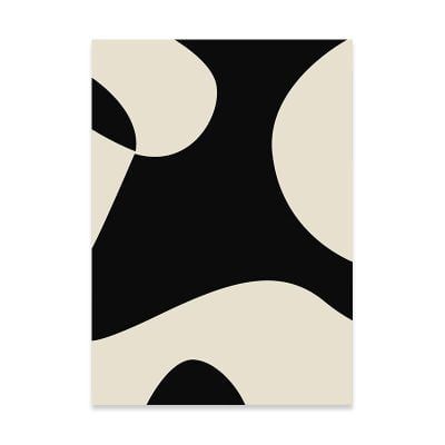 Contemporary Retro Abstract Minimalist Black Beige Wall Decor Pictures For Modern Interiors