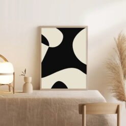 Contemporary Retro Abstract Minimalist Black Beige Wall Decor Pictures For Modern Interiors