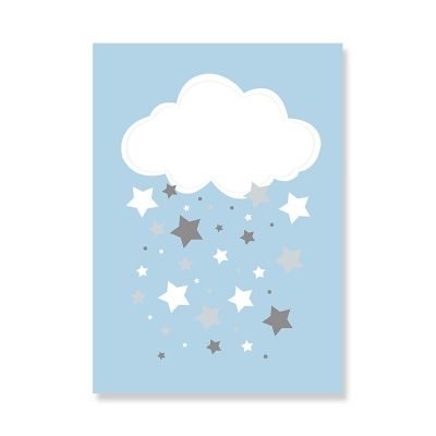 Cute Personalized Nordic Nursery Wall Art Blue White Pictures For Baby's Room Decor