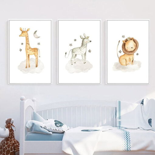 Cute Woodland Animals Nursery Wall Art Lion Tiger Posters For Baby’s Room Kid’s Room Decor
