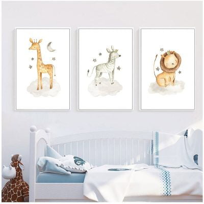 Cute Woodland Animals Nursery Wall Art Posters For Baby's Room Kid's Room Art Decor