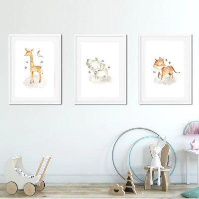 Cute Woodland Animals Nursery Wall Art Posters For Baby's Room Kid's Room Art Decor