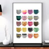 Delightful Colorful Coffee Cups Wall Art Fine Art Canvas Prints Pictures For Cafe Kitchen Decor