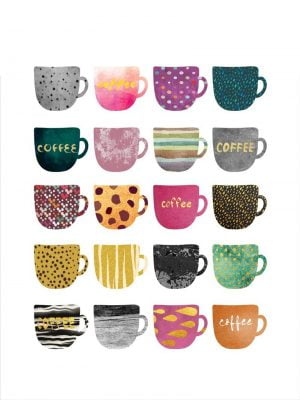 Delightful Colorful Coffee Cups Wall Art Fine Art Canvas Prints Pictures For Cafe Kitchen Decor