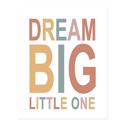 Dream Big Balloon Rainbow Nursery Wall Art Modern Pictures For Kids Room Nursery Decor