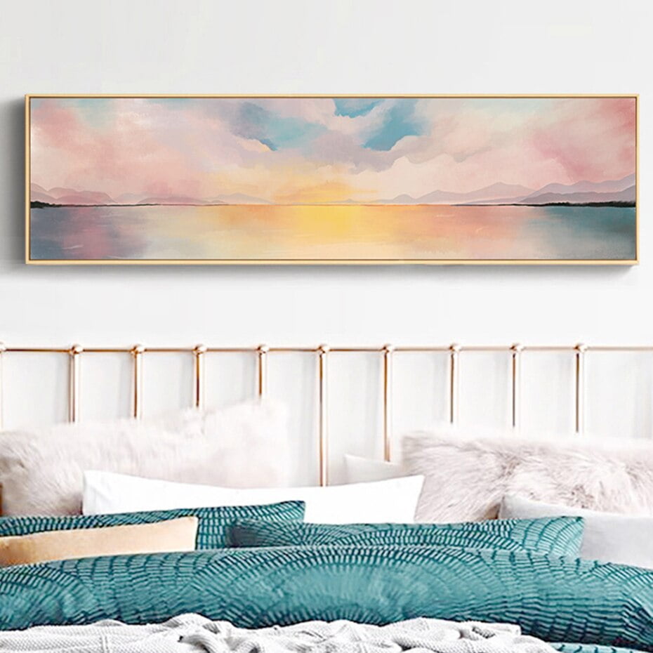 Dreamy Pink Sunset Wall Art Fine Art Canvas Prints Wide Format Picture For Above The Bed