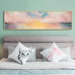 Dreamy Pink Sunset Wall Art Fine Art Canvas Prints Wide Format Picture For Above The Bed