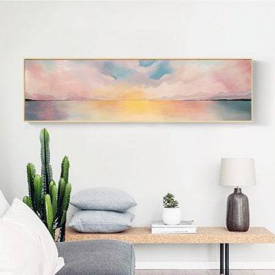 Dreamy Pink Sunset Wall Art Fine Art Canvas Prints Wide Format Picture For Above The Bed