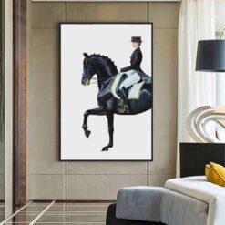 Dressage Horse Rider Equestrian Wall Art Fine Canvas Print For Modern Living Room Decor