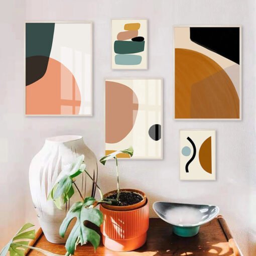 Earthy Colors Abstract Wall Art Pictures For Bedroom Living Room Home Office Interiors