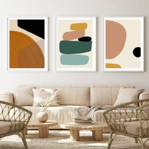 Earthy Colors Abstract Wall Art Pictures For Bedroom Living Room Home Office Interiors