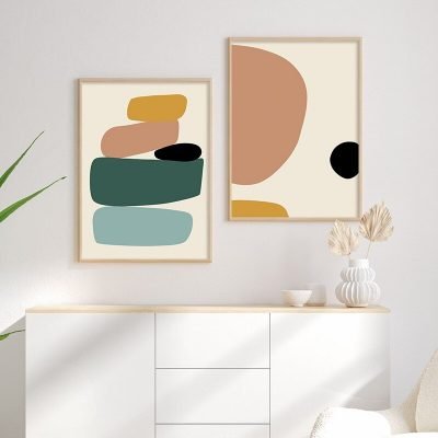 Earthy Colors Abstract Wall Art Pictures For Bedroom Living Room Home Office Interiors