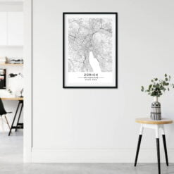 European City Map Wall Art Black & White Minimalist Nordic Posters For Home Office Decor