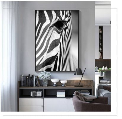 Fashion Abstract Zebra Wall Art Fine Art Canvas Print Black White Pictures For Living Room