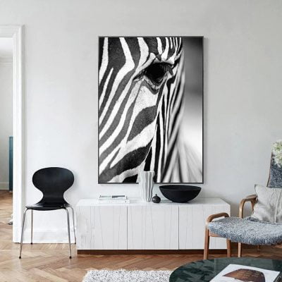 Fashion Abstract Zebra Wall Art Fine Art Canvas Print Black White Pictures For Living Room