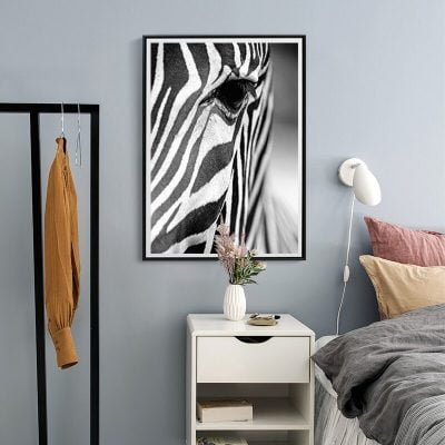 Fashion Abstract Zebra Wall Art Fine Art Canvas Print Black White Pictures For Living Room