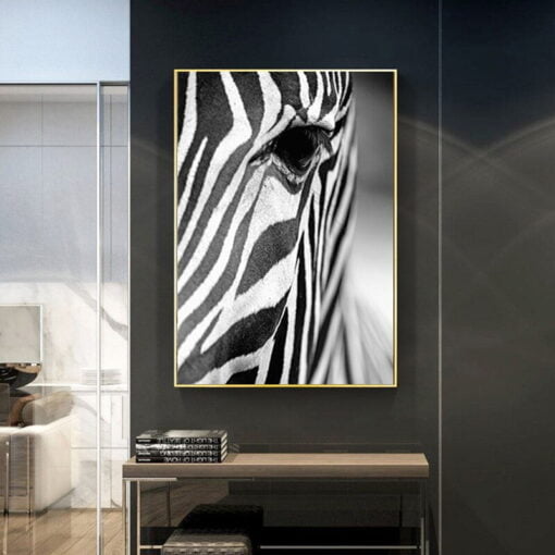 Fashion Abstract Zebra Wall Art Fine Art Canvas Print Black White Pictures For Living Room