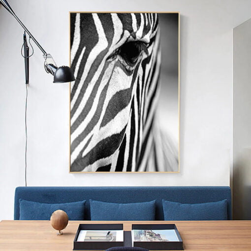 Fashion Abstract Zebra Wall Art Fine Art Canvas Print Black White Pictures For Living Room