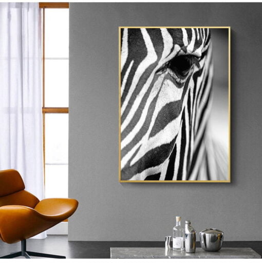 Fashion Abstract Zebra Wall Art Fine Art Canvas Print Black White Pictures For Living Room